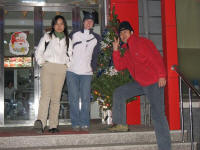 Felicia, Sera and Charlie outside the Korean restaurant